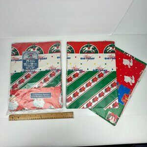 Vtg At Home‎ Christmas Gift Wrapping Paper Sheets 1 Sealed Pkg Plus Some Extra